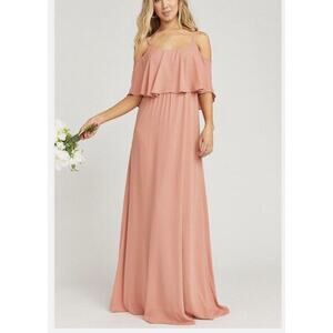 Show Me Your Mumu Caitlin Ruffle Maxi Dress Rustic Mauve Crisp Size Small